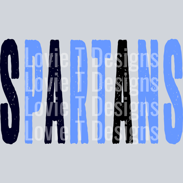 Spartans Navy and Carolina Blue Overized Grunge Mascot – DTF Transfer