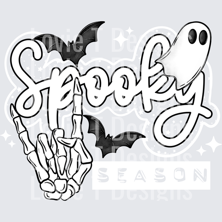 Spooky Season Skellie Hand Black – DTF Transfer