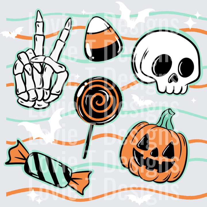 Spooky Things Wavy Lines White – DTF Transfer
