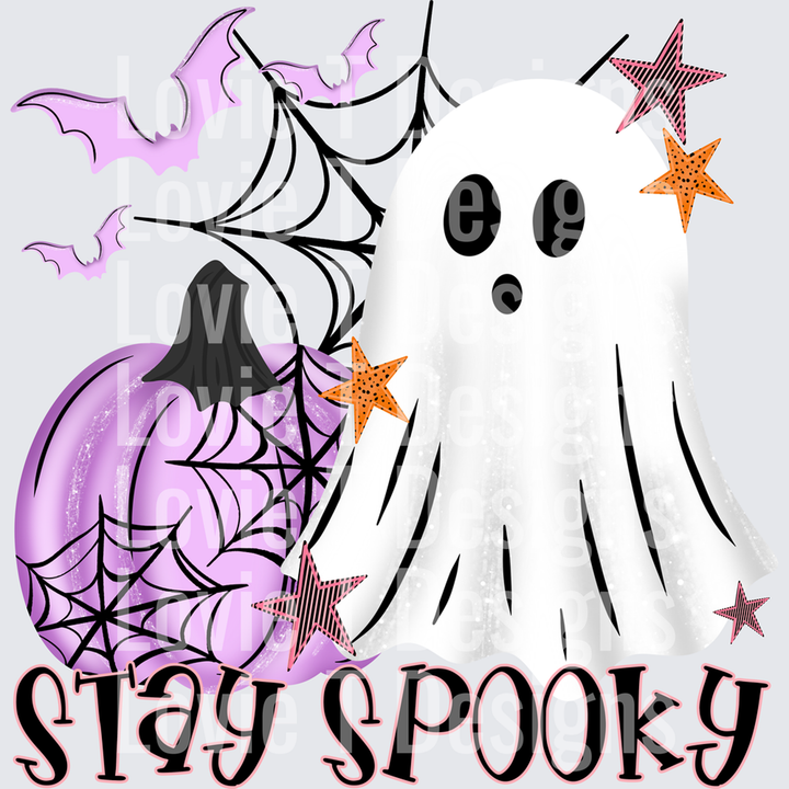 Stay Spooky Ghost with Purple Accents – DTF Transfer