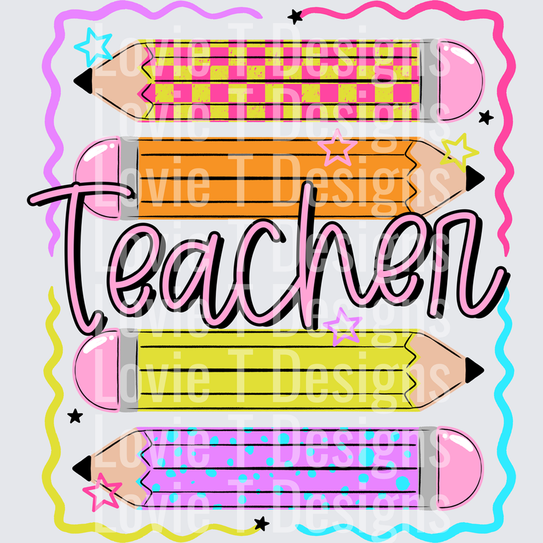 Teacher Colorful Pencils – DTF Transfer