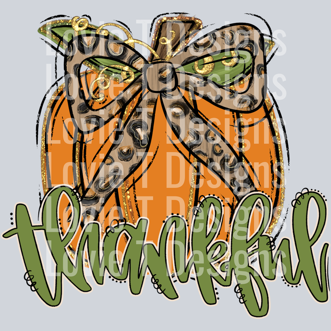 Thankful Pumpkin Leopard Bow – DTF Transfer