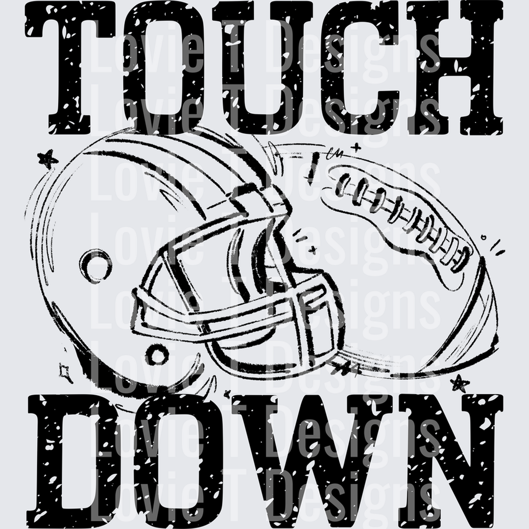 Touch Down Helmet and Football Black – DTF Transfer