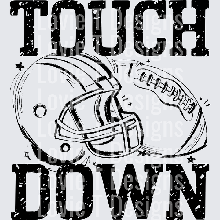 Touch Down Helmet and Football Black – DTF Transfer