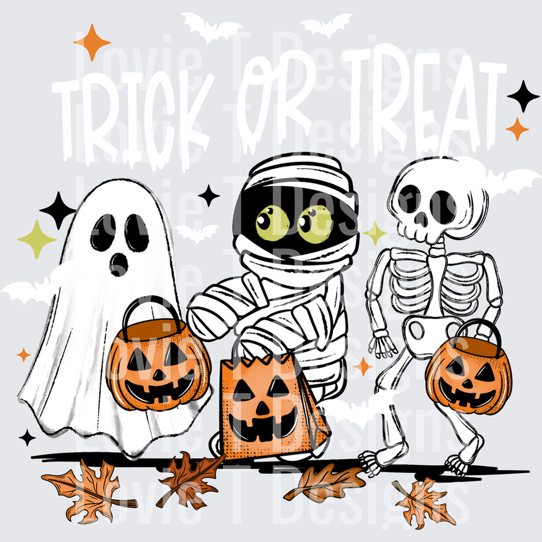 Trick or Treat Mummies White – DTF Transfer