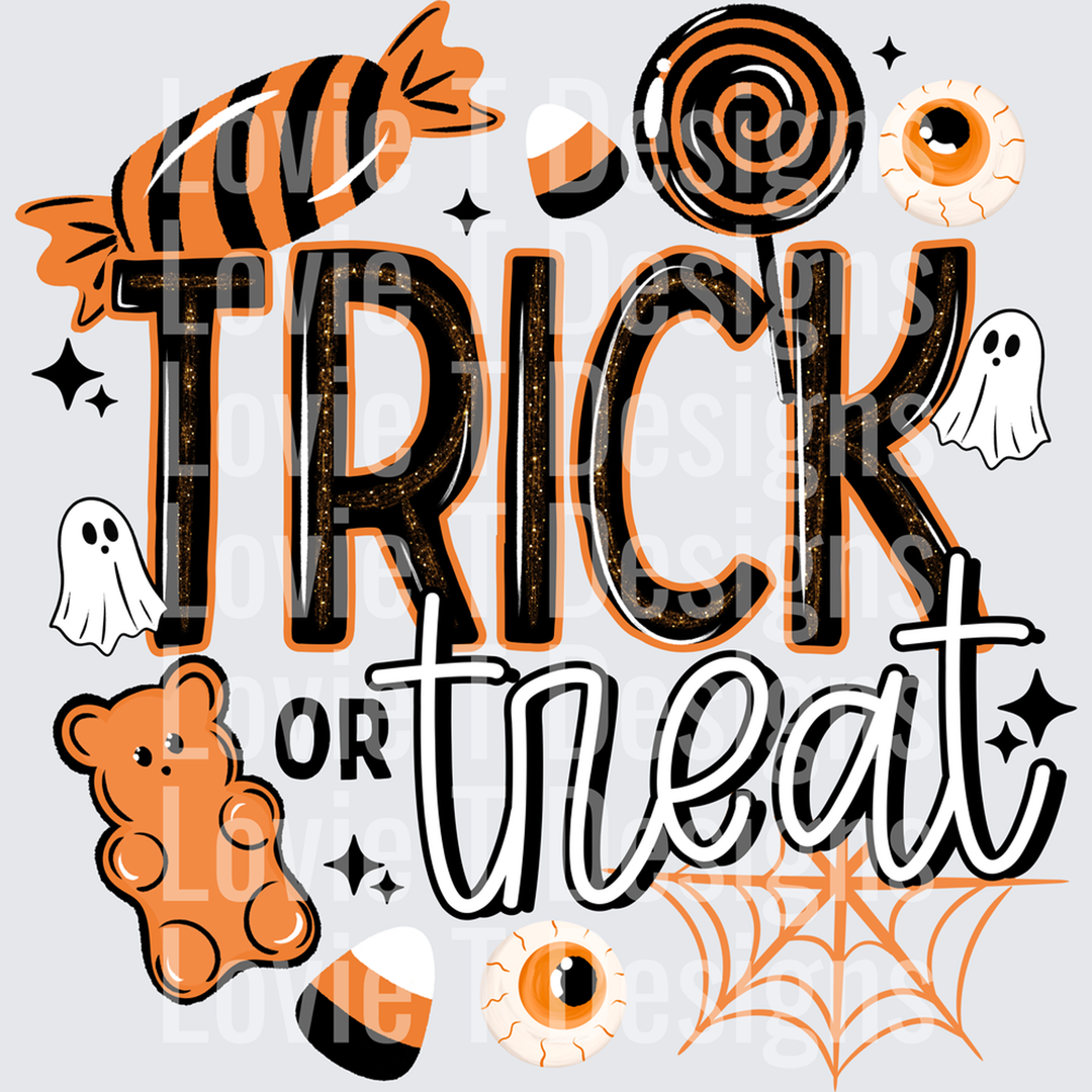 Trick or Treat Traditional Colors Black – DTF Transfer