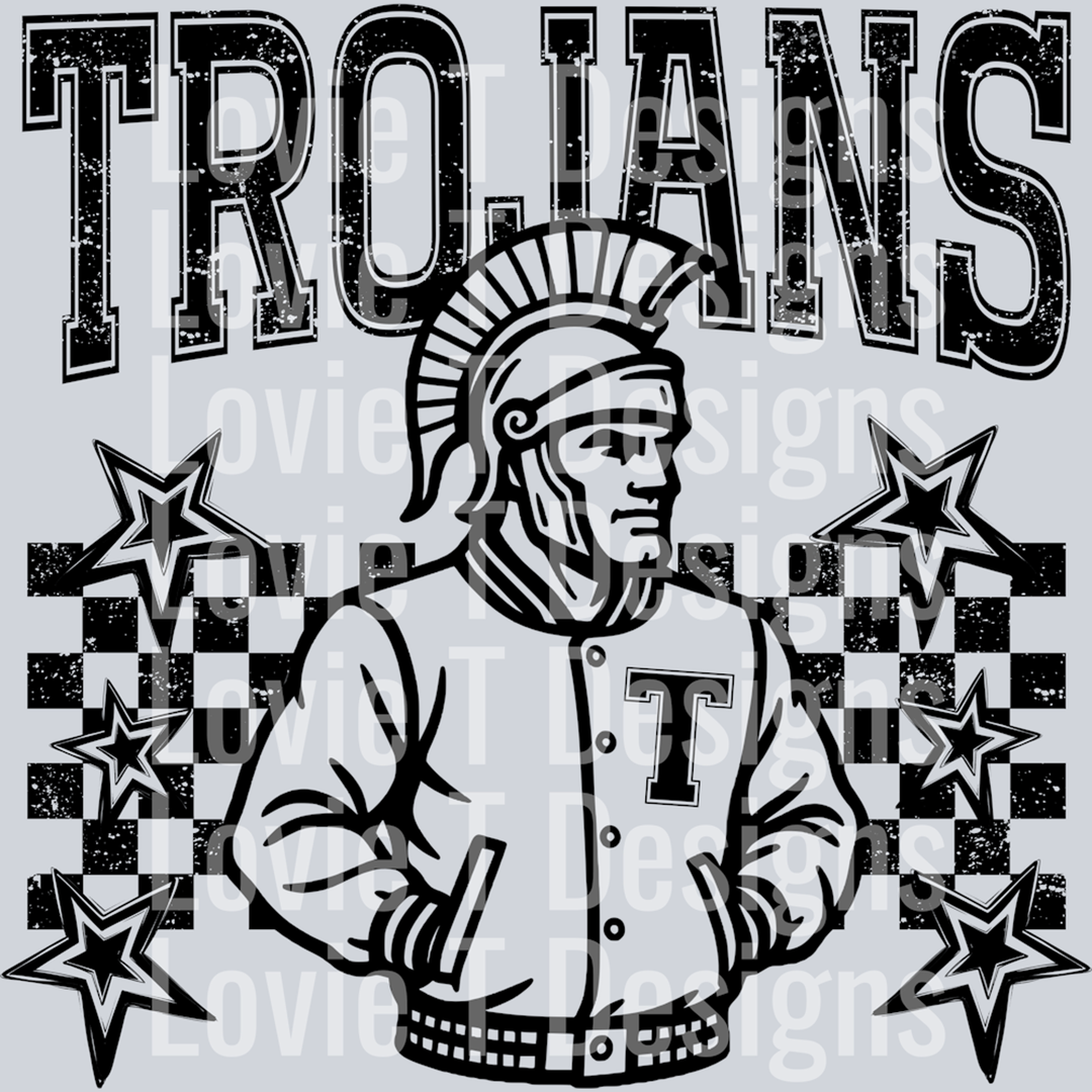 Trojans Checkered and Stars – DTF Transfer