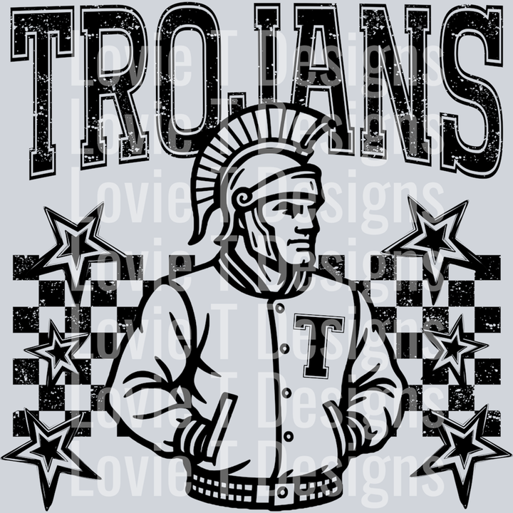 Trojans Checkered and Stars – DTF Transfer