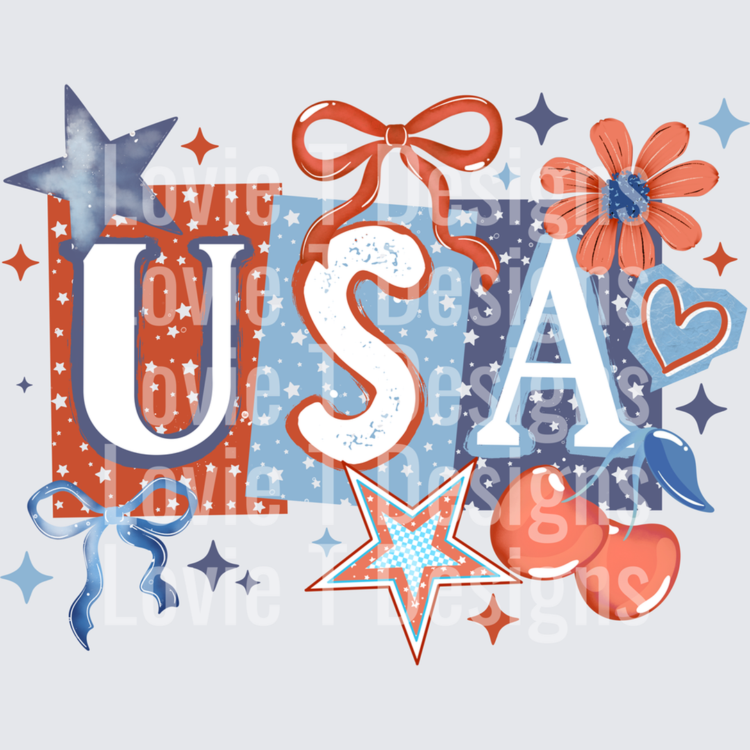 USA Bow Cherry Stars – DTF Transfer