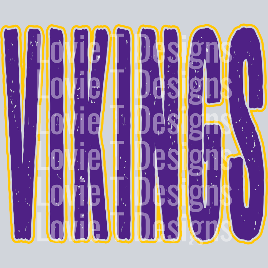 Vikings Purple and Yellow Grunge Mascot – DTF Transfer