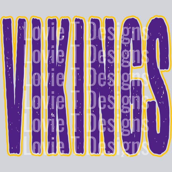 Vikings Purple and Yellow Grunge Mascot – DTF Transfer
