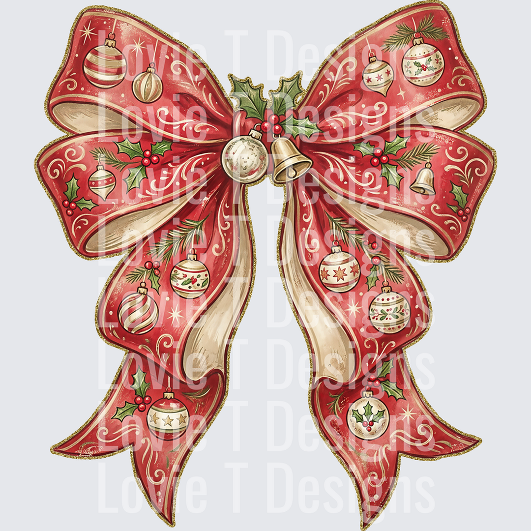 Vintage Christmas Bow – DTF Transfer
