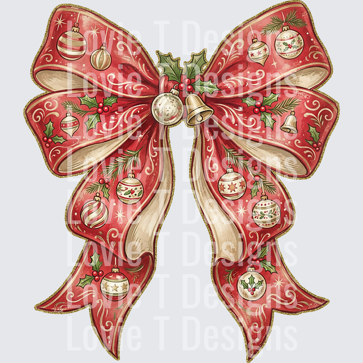 Vintage Christmas Bow – DTF Transfer