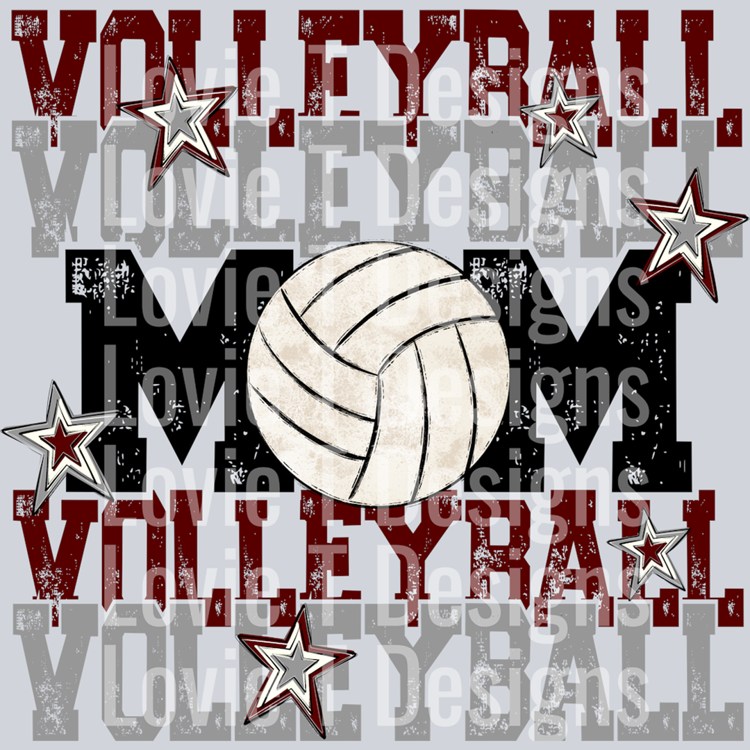 Volleyballmom Maroon Grey – DTF Transfer