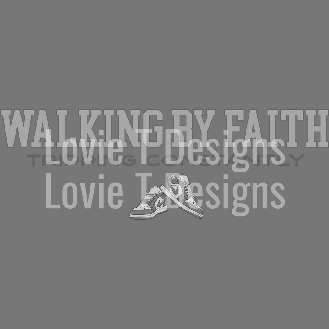 Walking by Faith Tripping Constantly Dark Gray and Light Gray Nikes – DTF Transfer