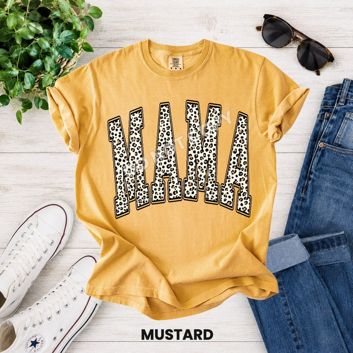 Mama Leopard Varsity DTF transfer mockup