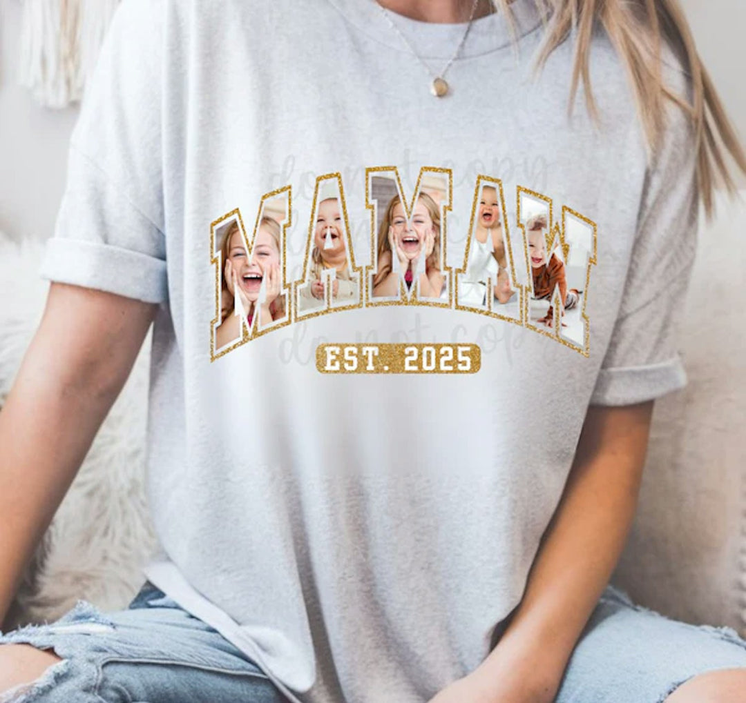 Mamaw Est. Date Photo customizable DTF transfer mockup