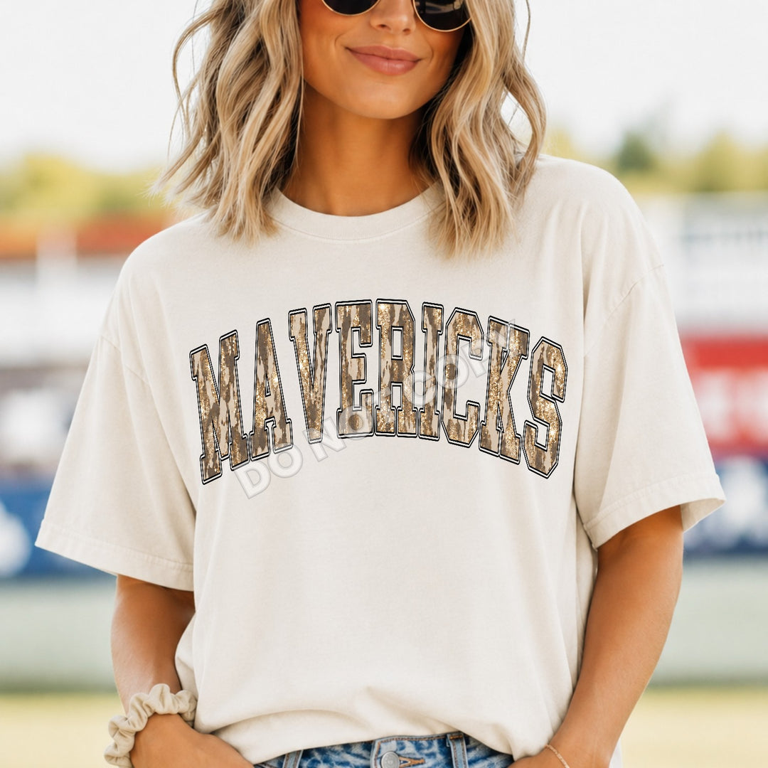 Mavericks Camo Leopard mascot DTF transfer