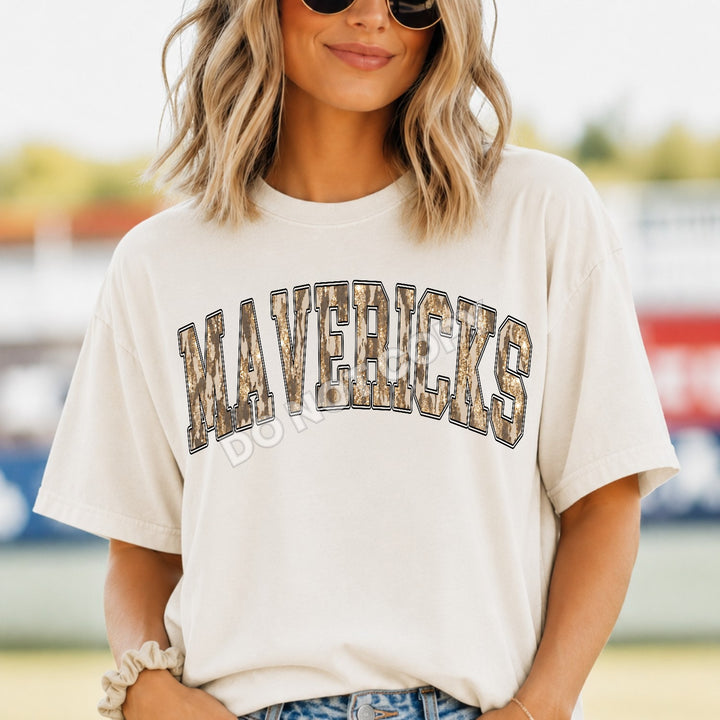 Mavericks Camo Leopard mascot DTF transfer