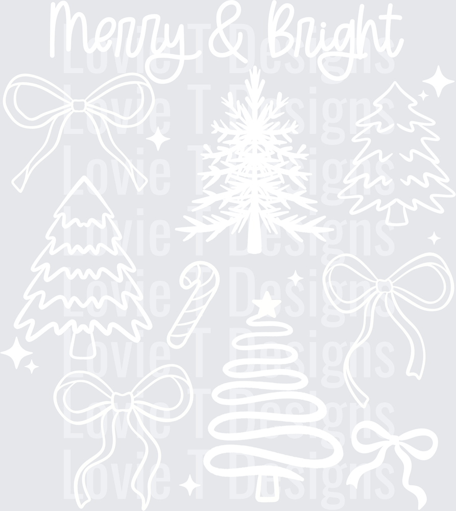 Merry & Bright Trees (Light Garment) DTF Transfer design