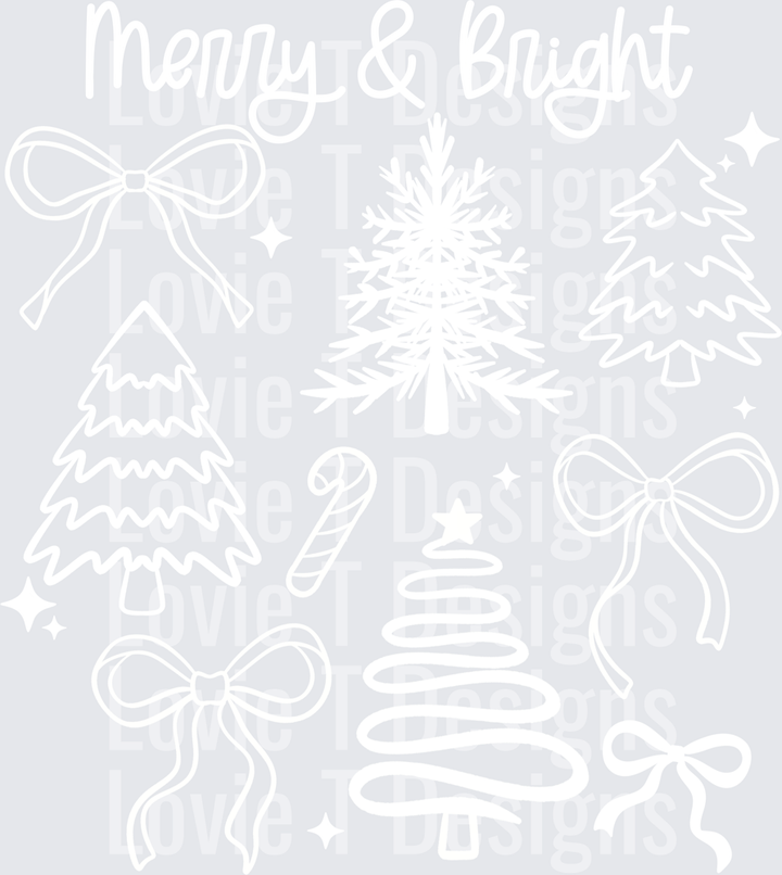 Merry & Bright Trees (Light Garment) DTF Transfer design