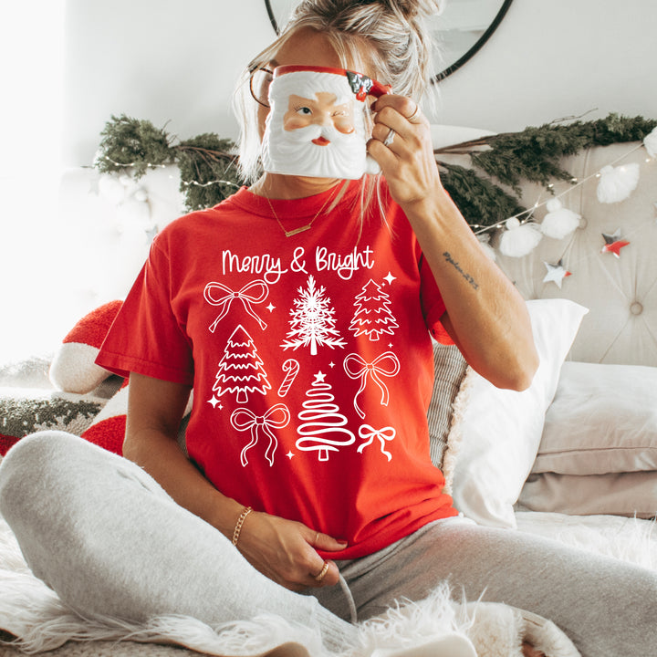 Merry & Bright Trees (Light Garment) DTF Transfer
