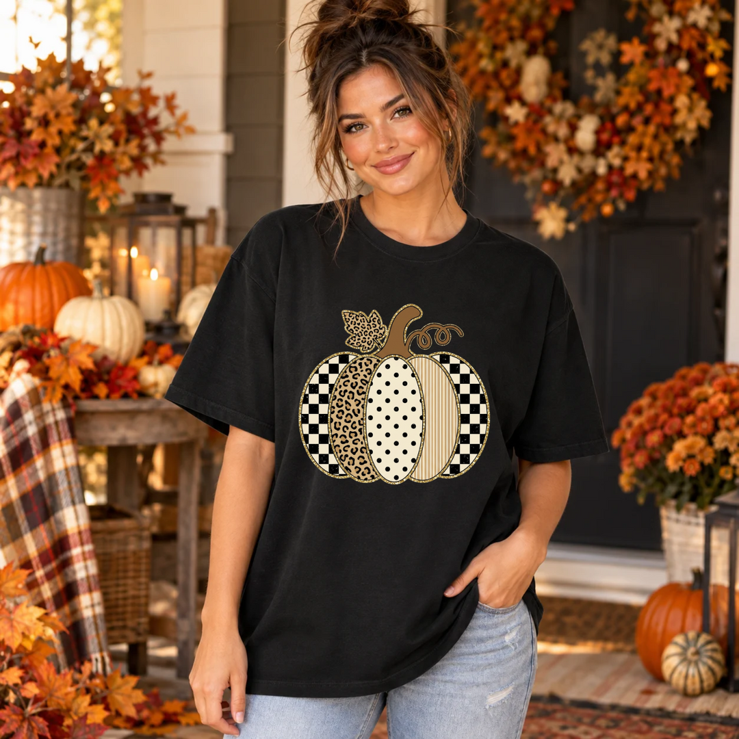 Patchwork Pumpkin DTF transfer mockup