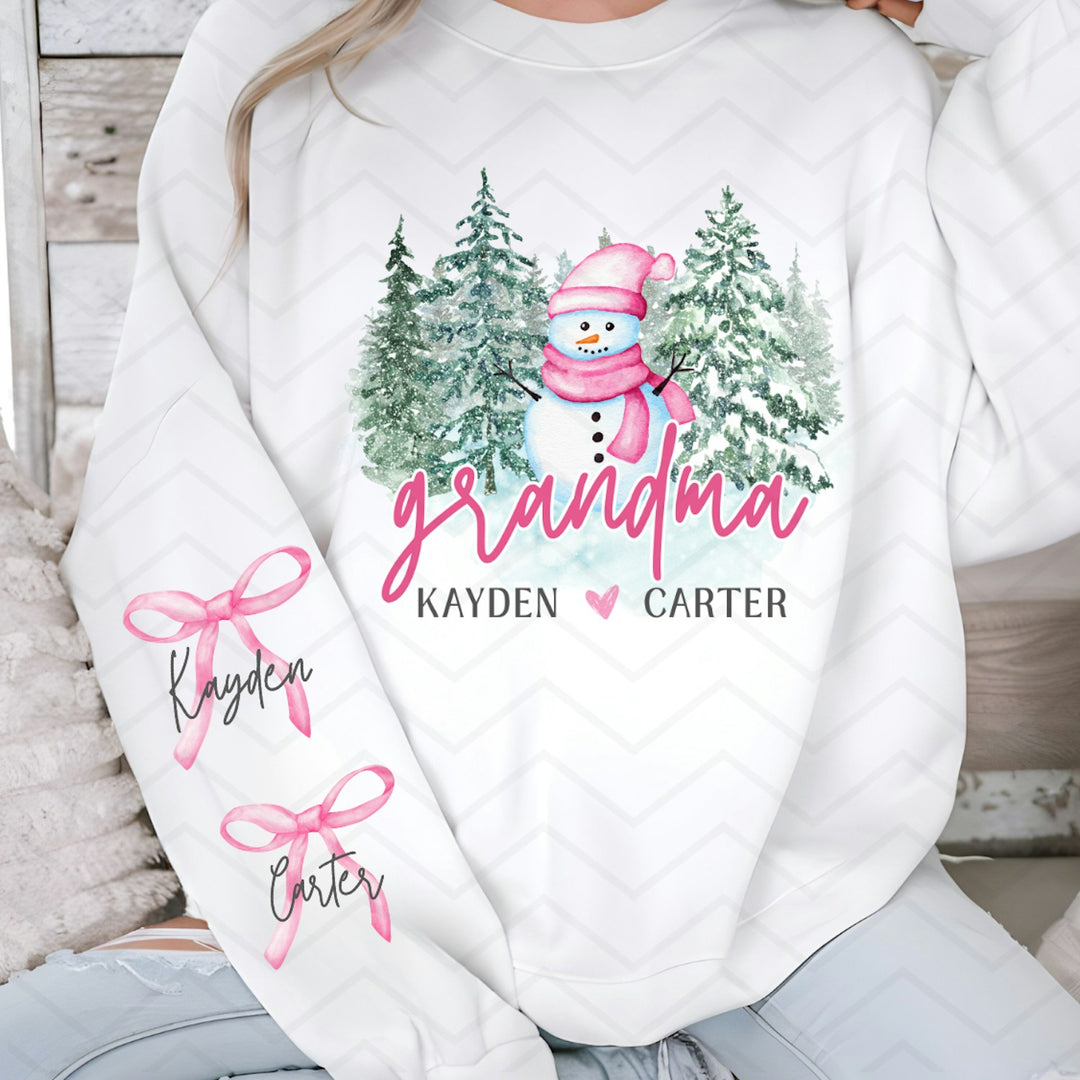 Snowman Winter Grandma Names customizable DTF transfer mockup