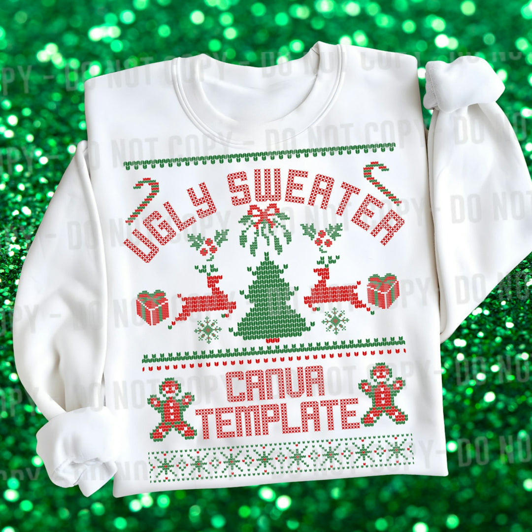 Ugly Sweater Christmas customizable DTF transfer mockup