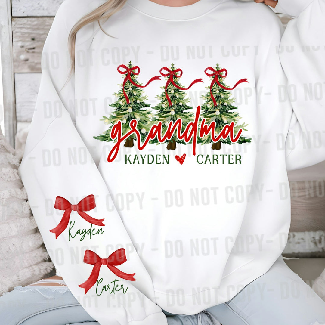 Christmas Trees Grandma Names customizable DTF transfer mockup