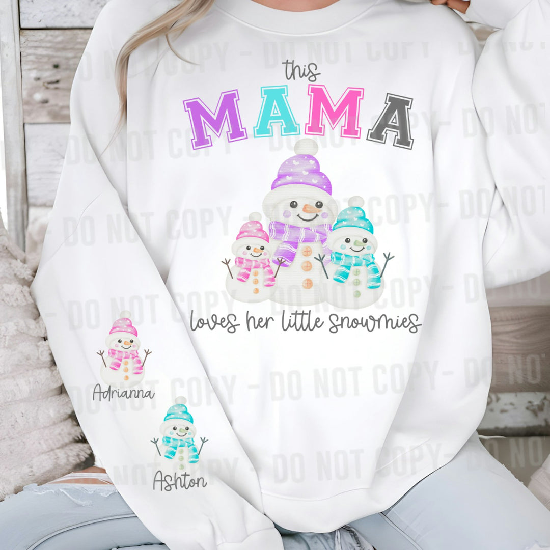 This Mama Loves Her Little Snowmies customizable DTF transfer mockup