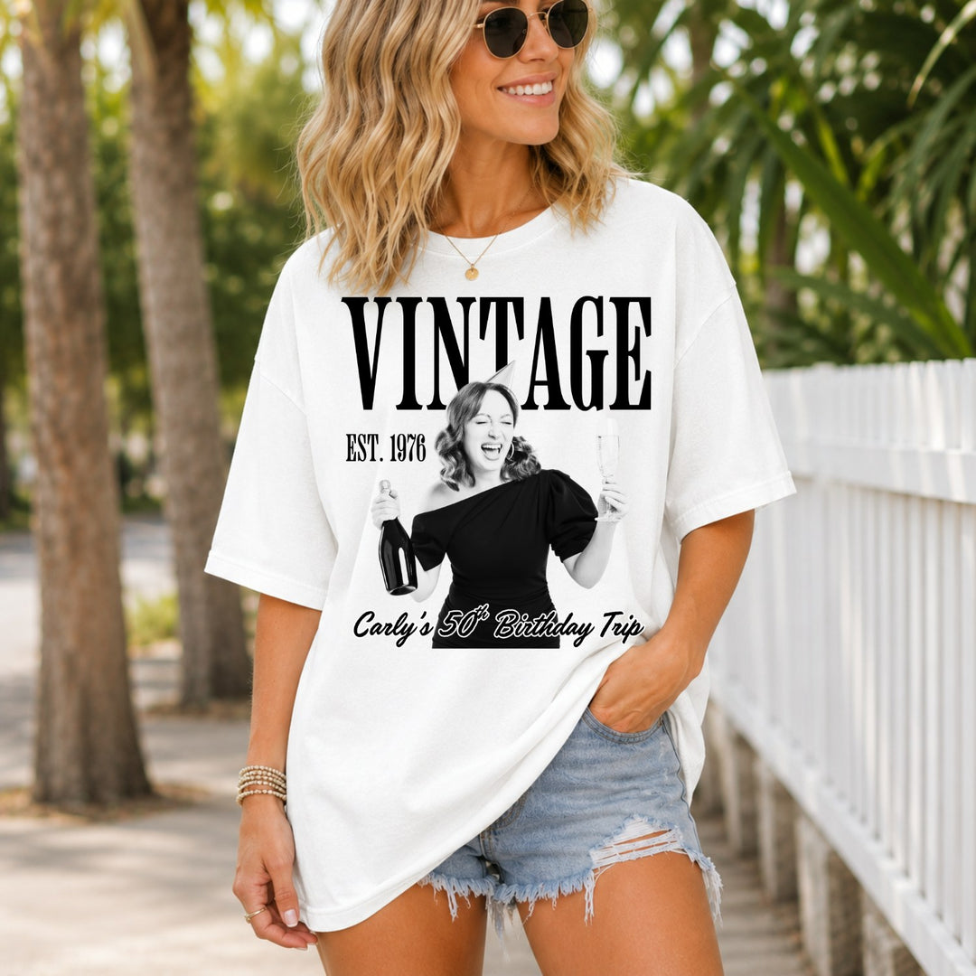 Vintage Custom Birthday Photo customizable DTF transfer