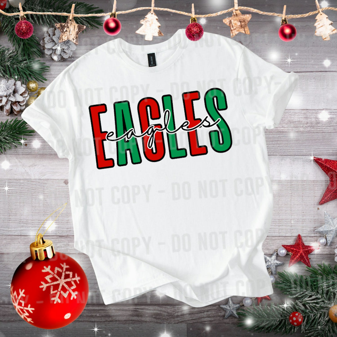 Red Green Mascot Letters customizable DTF transfer mockup