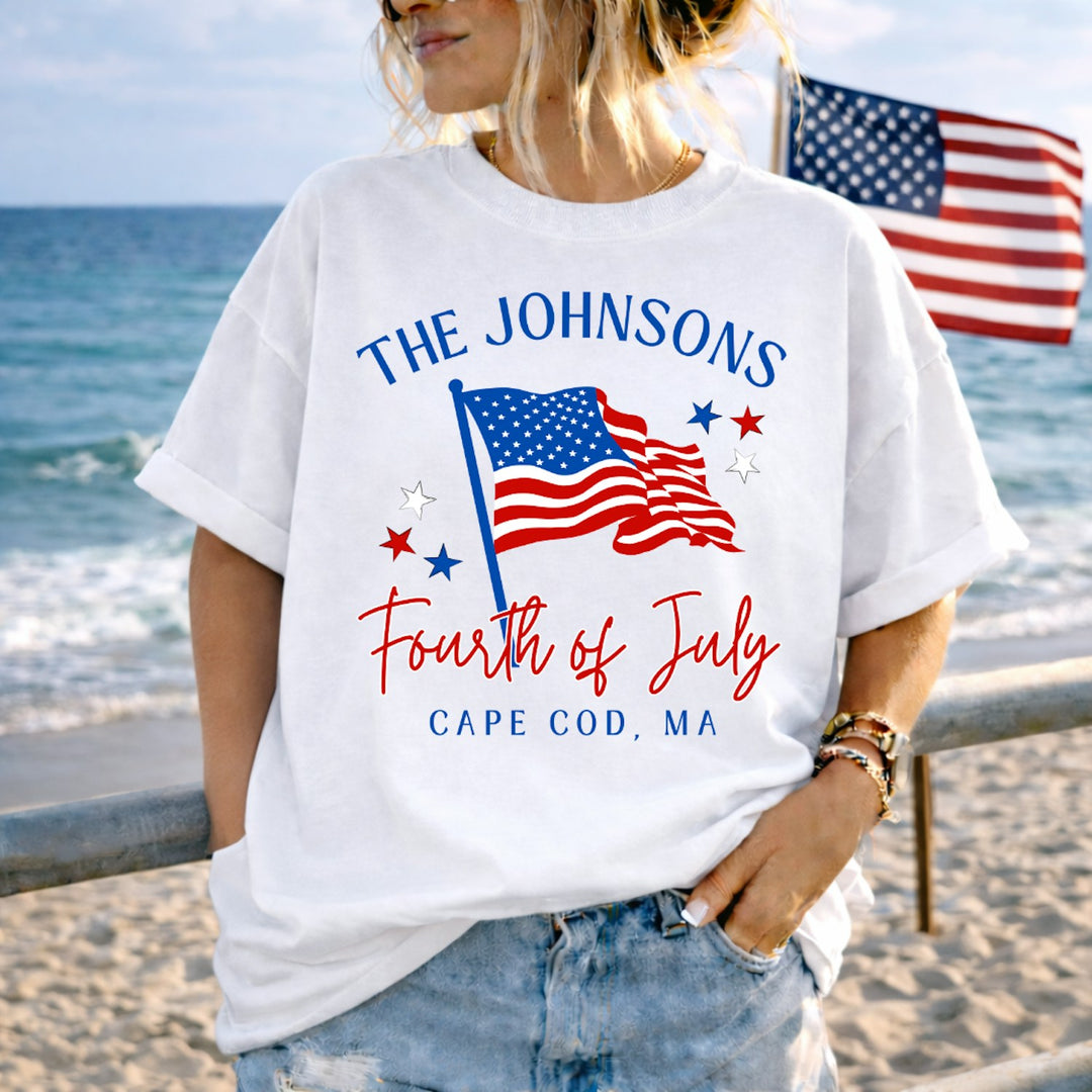 Family Fourth of July Flag customizable DTF transfer mockup