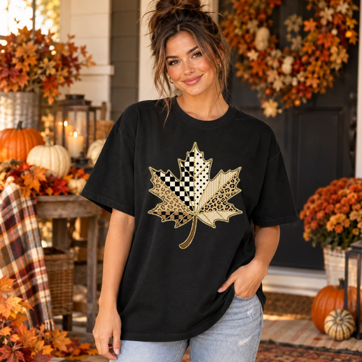 Patchwork Fall Leaf Pumpkin and Turkey Set DTF transfer mockup