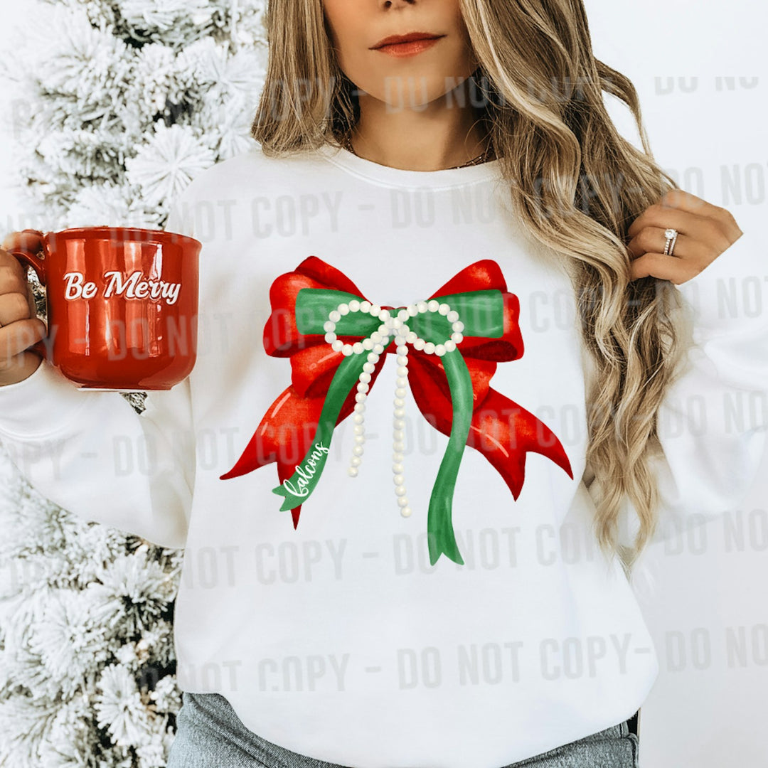 Christmas Bow Pearls customizable DTF transfer mockup