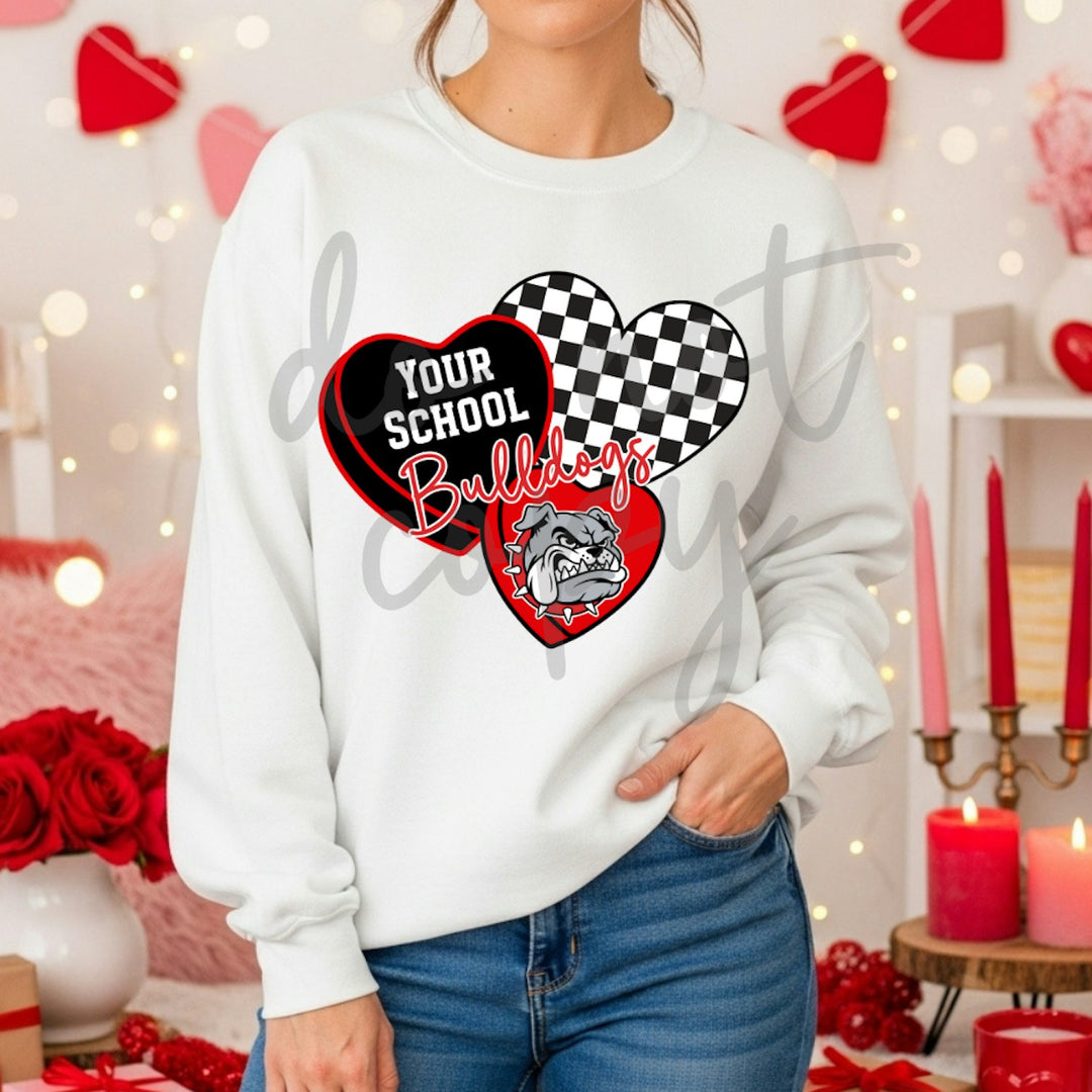 Checkered Conversation Hearts Mascot customizable DTF transfer mockup