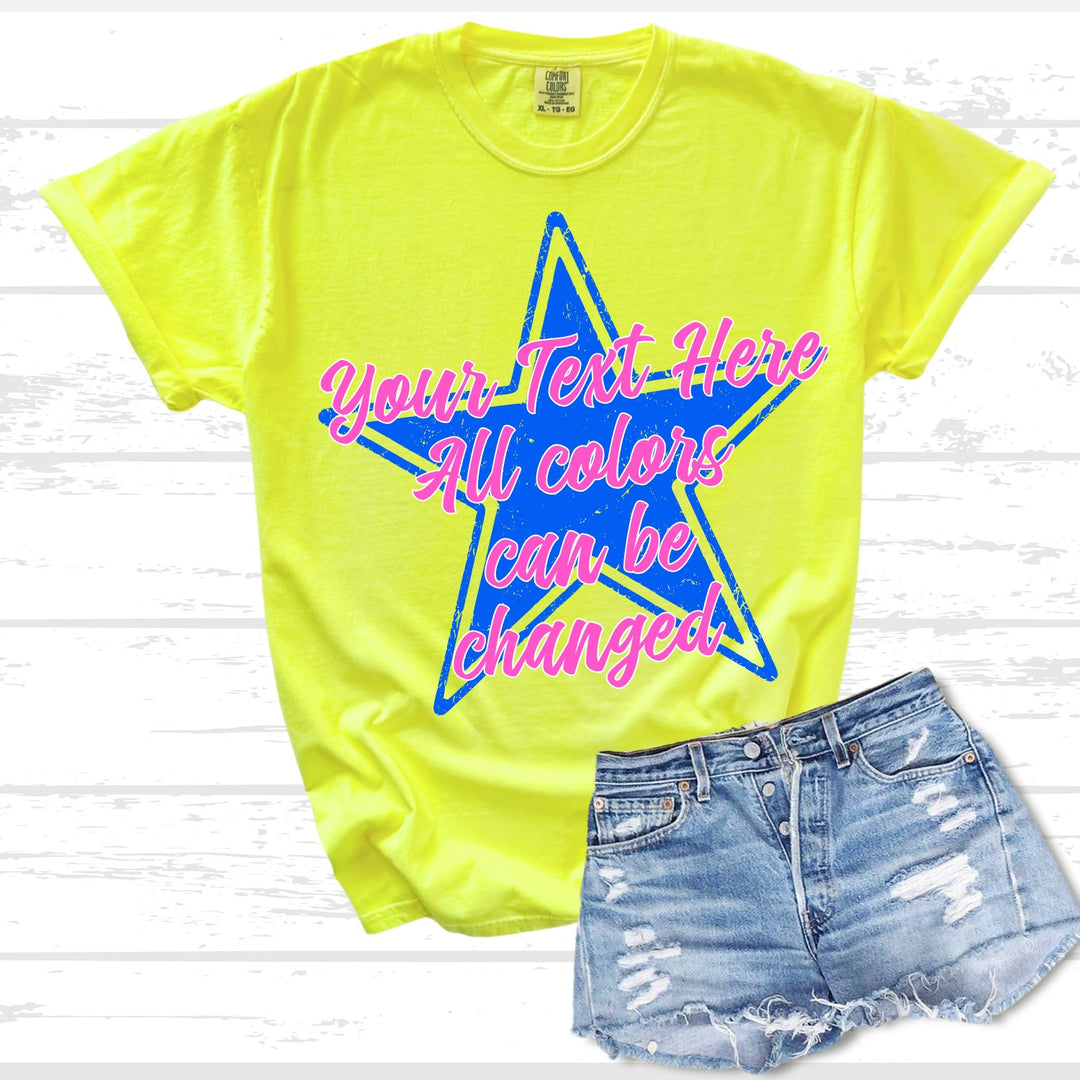Distressed Star Text customizable DTF transfer