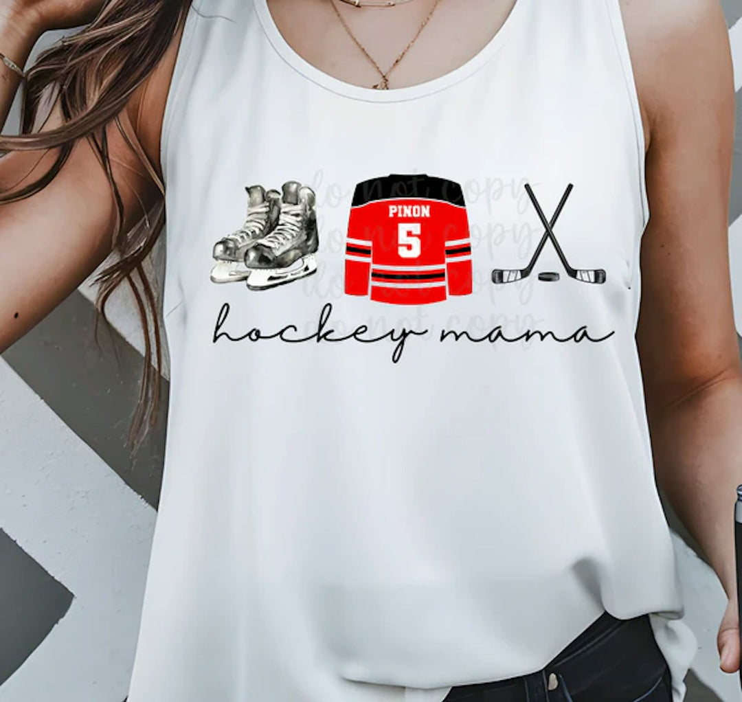 Hockey Mama Skates and Jersey customizable DTF transfer mockup