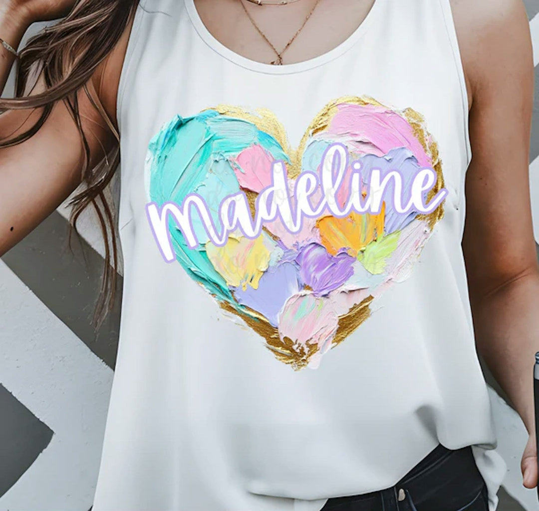Pastel Painted Heart customizable DTF transfer