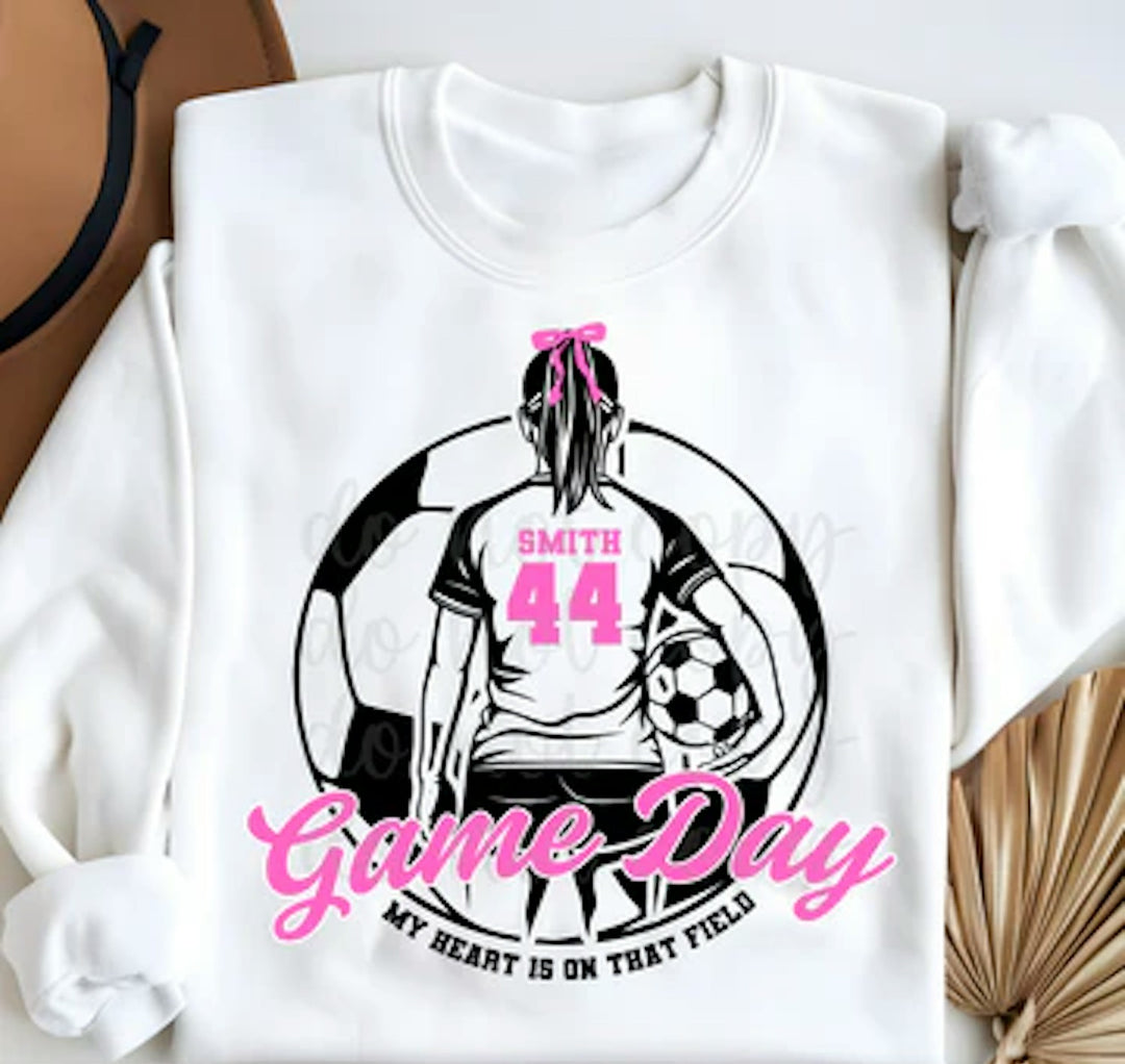 Soccer Girl Game Day customizable DTF transfer mockup