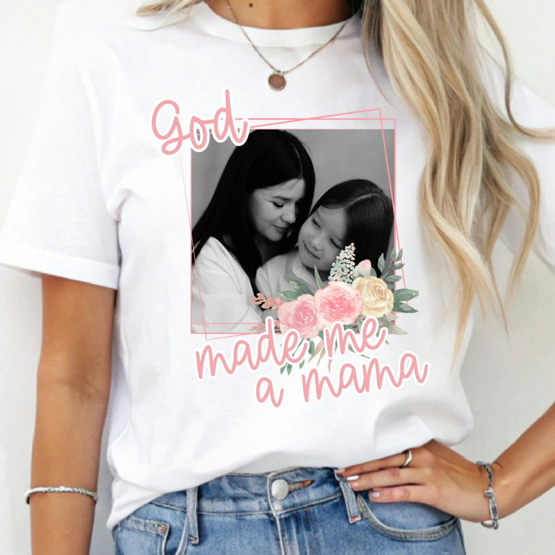 God Made Me a Mama Floral Photo Frame customizable DTF transfer mockup