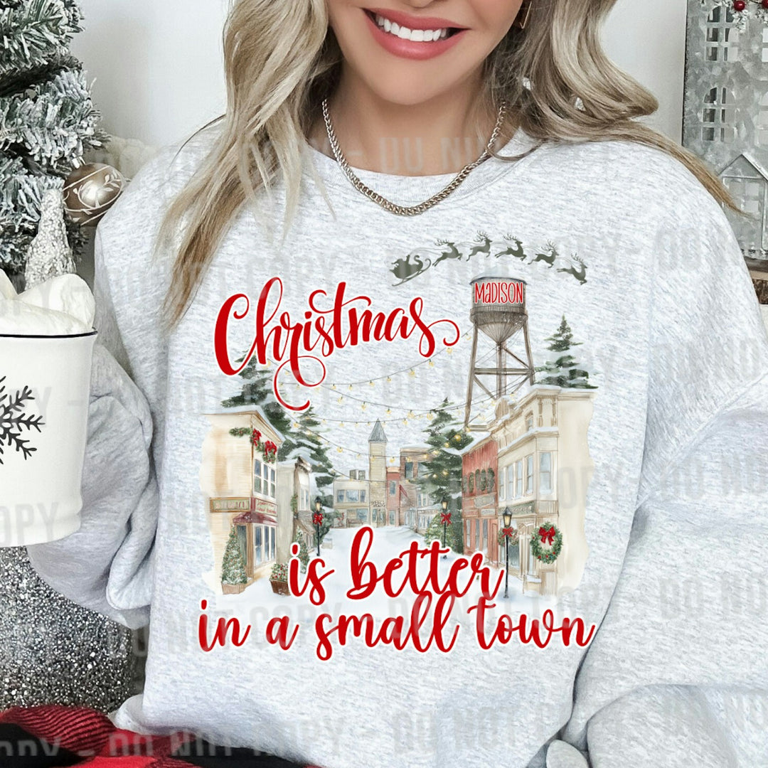Christmas is Better in a Small Town customizable DTF transfer mockup