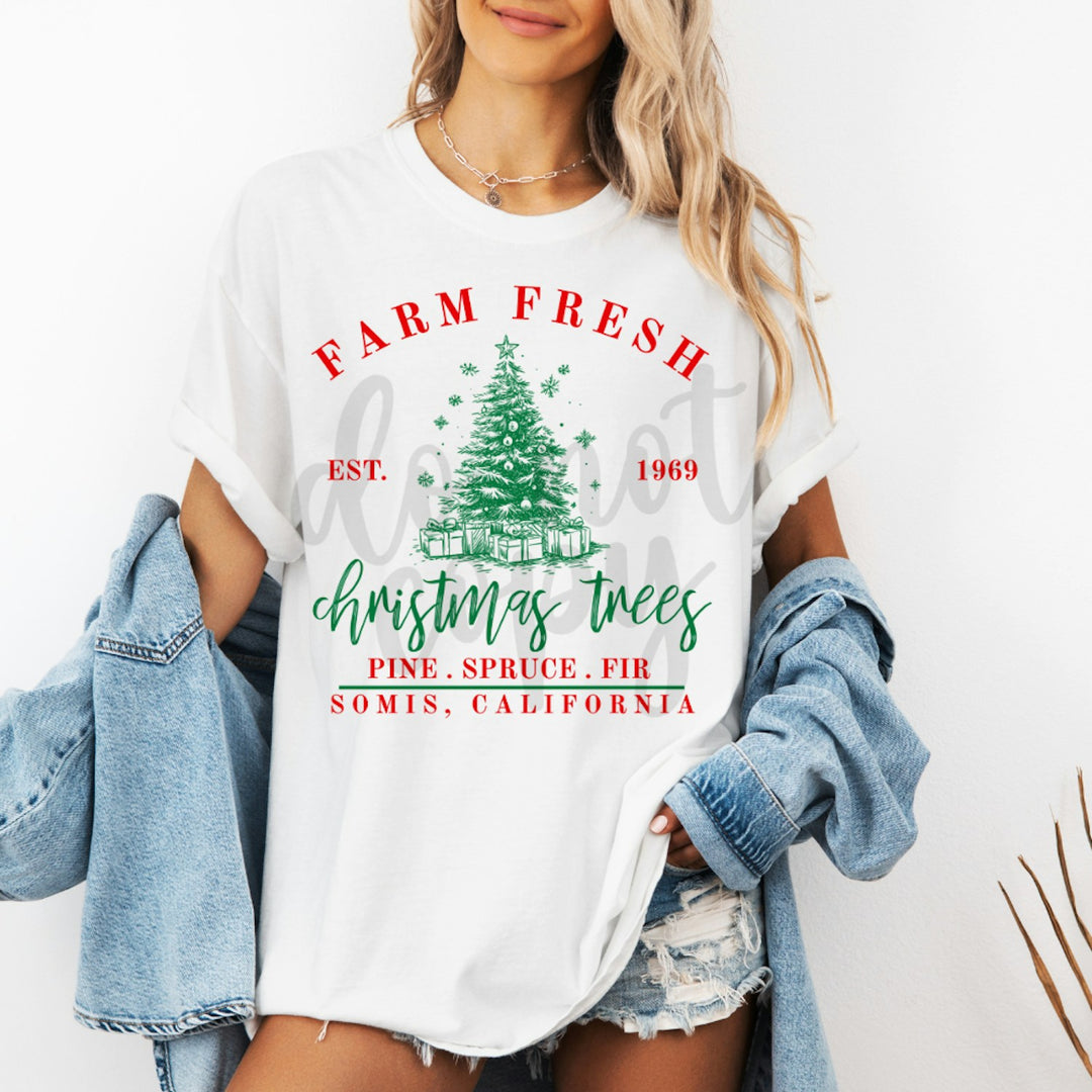 Farm Fresh Christmas Trees customizable DTF transfer mockup