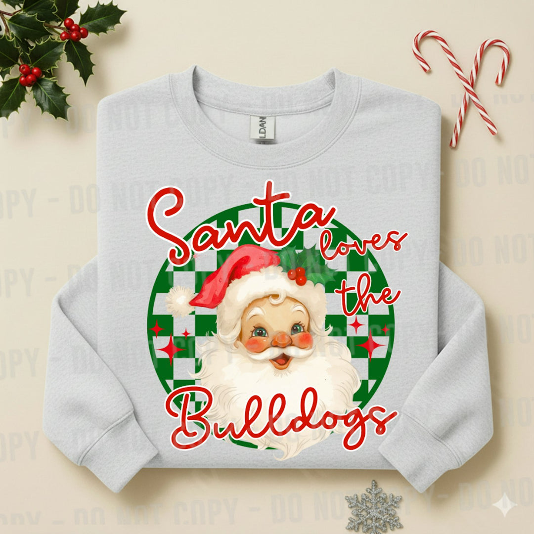 Checkered Santa Loves the Mascot customizable DTF transfer mockup