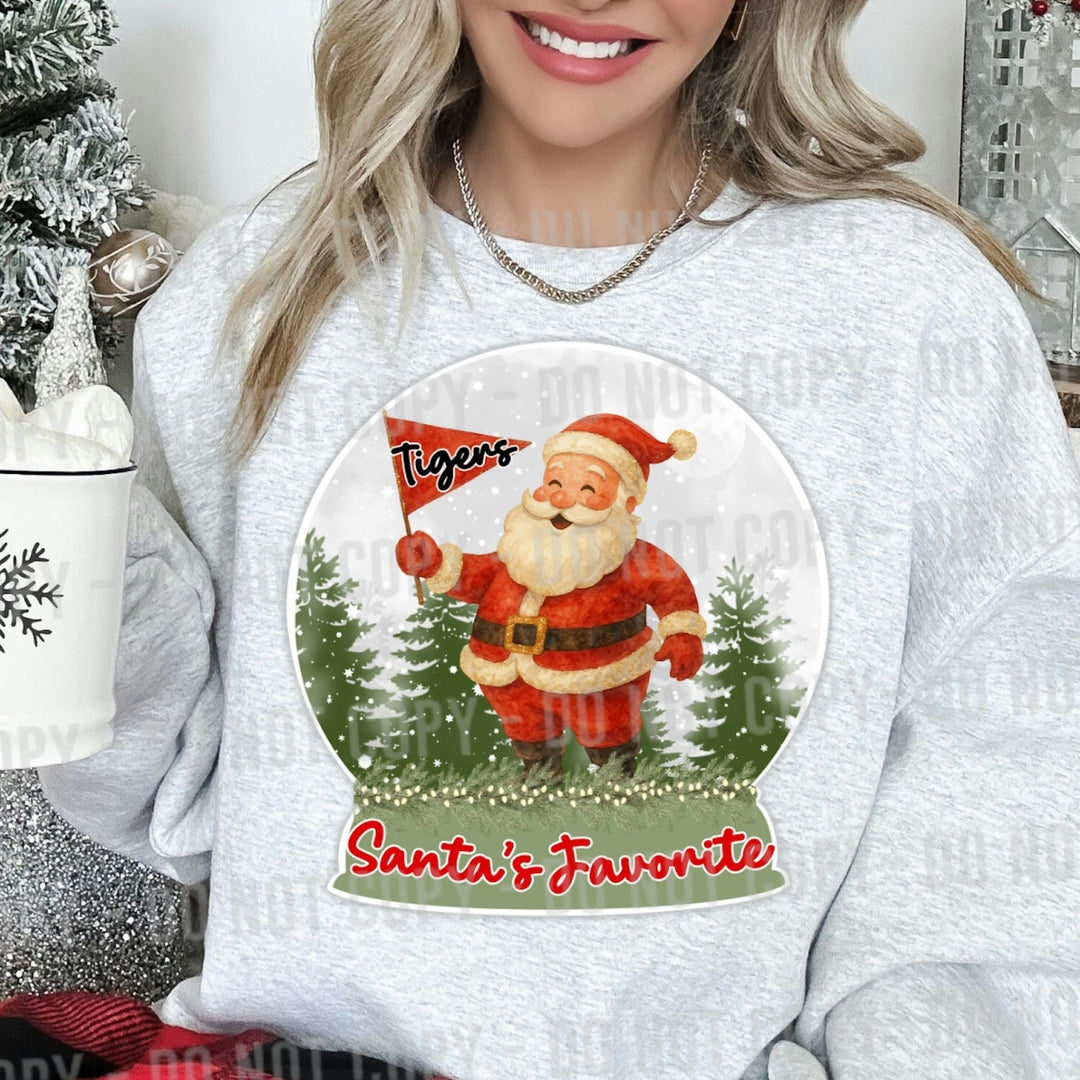 Santa's Favorite Mascot Snow Globe customizable DTF transfer mockup