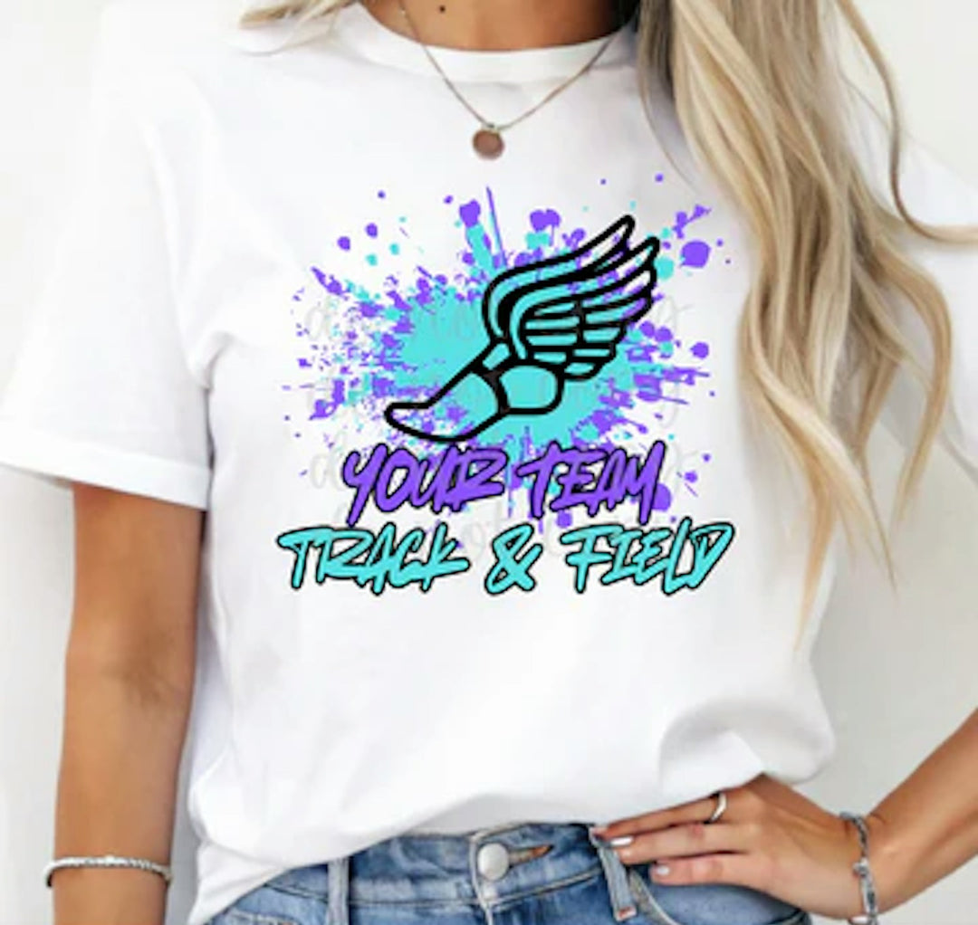 Track and Field Paint Splatter customizable DTF transfer mockup
