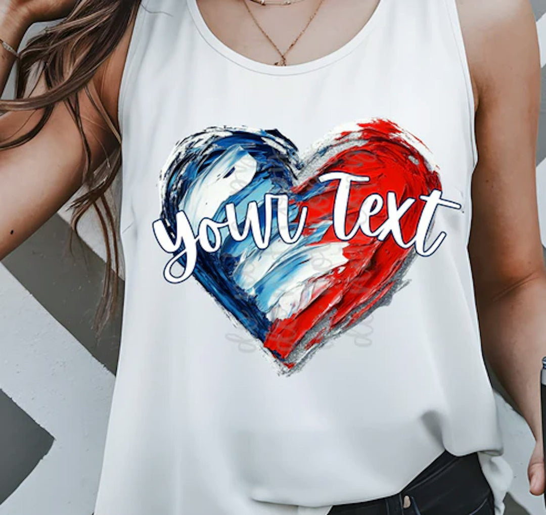 Red White and Blue Painted Heart customizable DTF transfer mockup