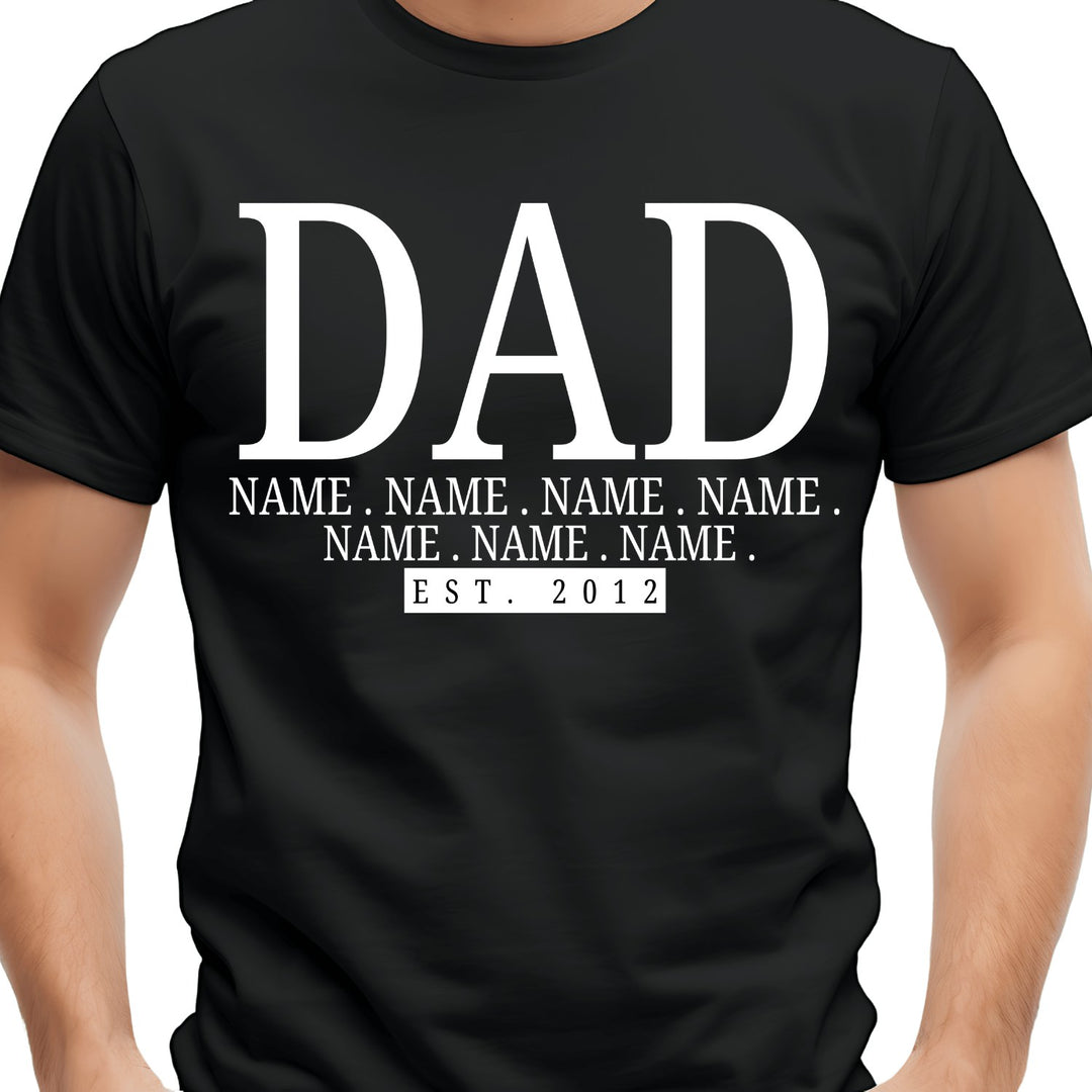 Dad Names Est. Date customizable DTF transfer mockup