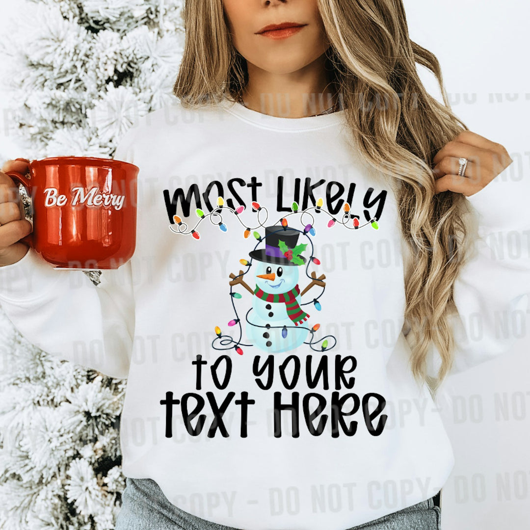 Most Likely To Christmas customizable DTF transfer mockup